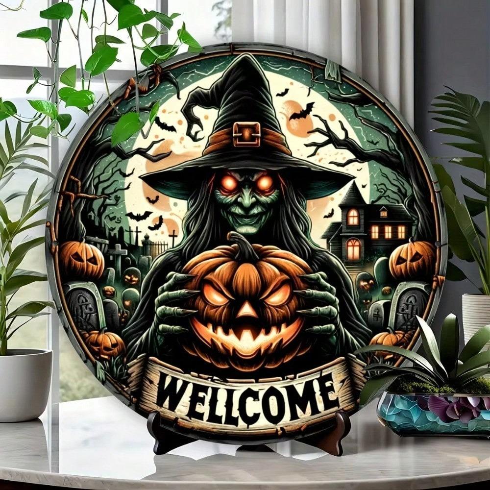 Halloween Witch Metal Tin Sign Home Decor Kitchen Wall Art