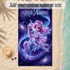 Unicorn Theme Soft Beach Towel Personalized Custom Name Text Towel Portable for Beach Pool Travel