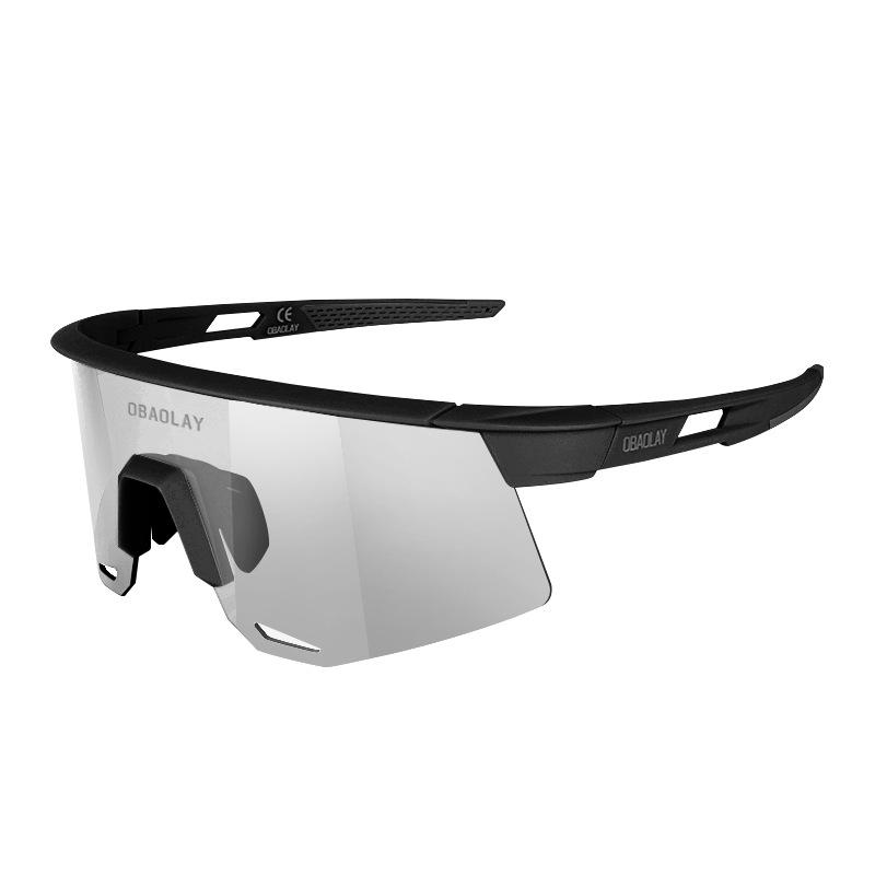 

Oubao Lai Color-Changing Day and Night Windproof, Dustproof, and Wind-Resistant Cycling Goggles Professional eyewear for hiking and mountaineering, Black frame with white le