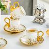 Ensemble de 6 Tasses à Espresso Service à Thé Rétro Tasse à Café pour le Thé de l'Après-midi Ensembles Tasse et Soucoupe Ensemble de Tasses pour Couple Tasses Créatives pour la Maison Tasse Cadeau