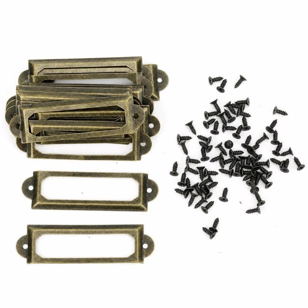 20 Pcs Rectangular Shape Drawer Label Holder Metal Shelf Tag Bracket DIY Furniture Refit