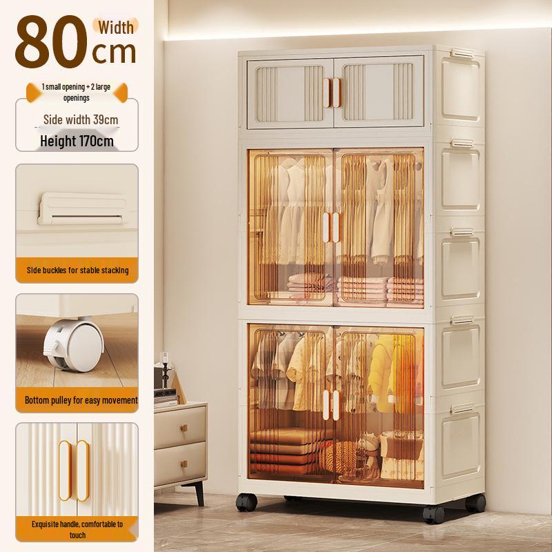 Children's Wardrobe & Storage Cabinet for Clothes, Snacks & Toys - No-Install Foldable Plastic Box