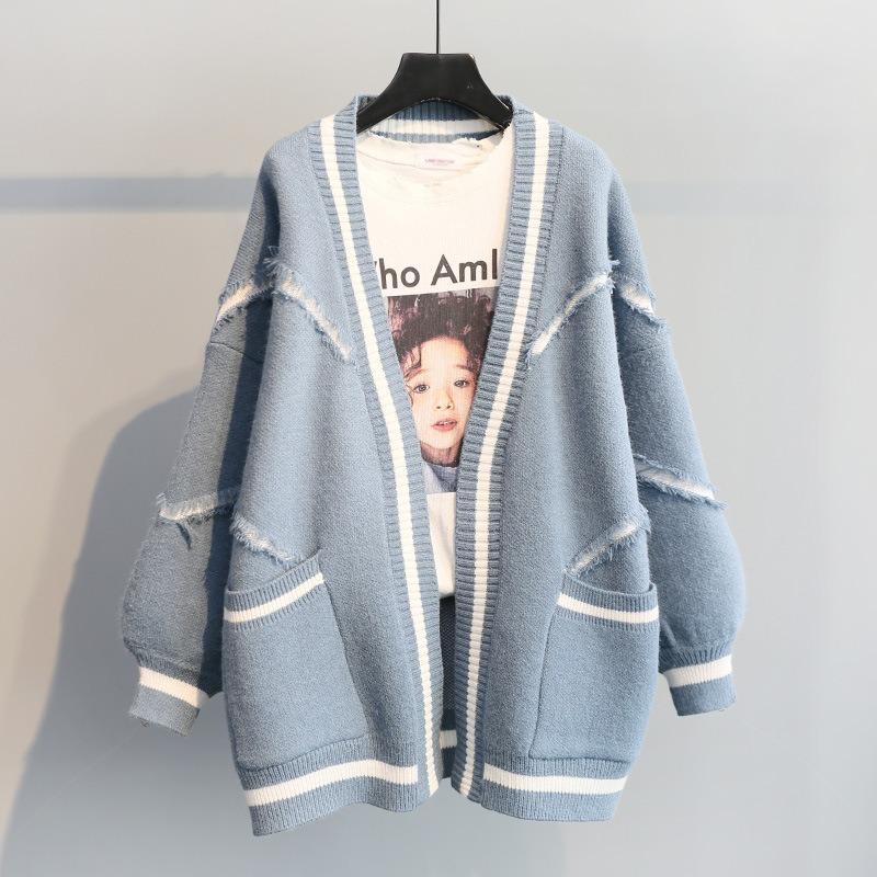 Medium Length Sweater Cardigan Autumn/Winter Coat Women's Loose Letter Thick Knitted Cardigan