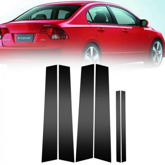 6PC Carbon Fiber Pillar Post For 2006-2011 Honda Civic 4-Door Cover Accessories