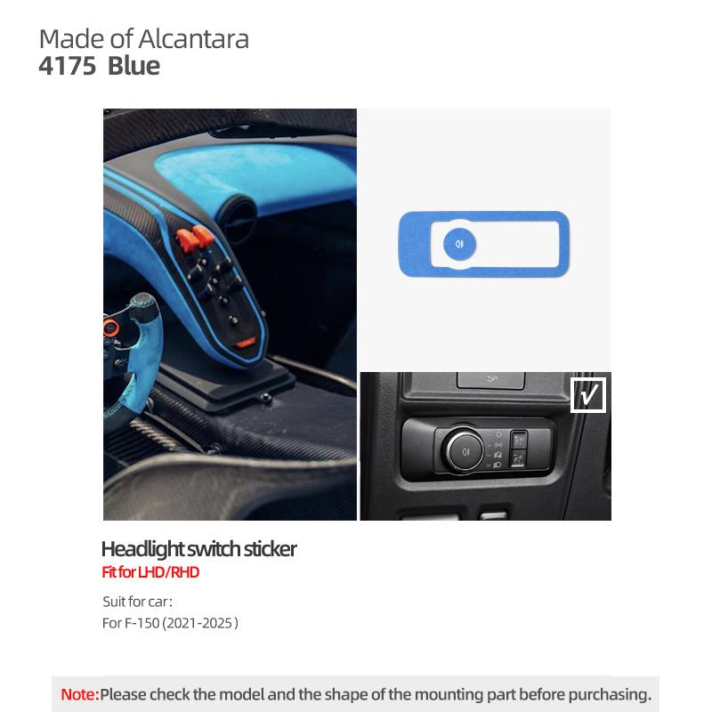 Made of Alcantara Betterhumz For Ford F-150 SVT Raptor -2025 Car Headlight Lamp Switch Trim Sticker Car Interior Accessories