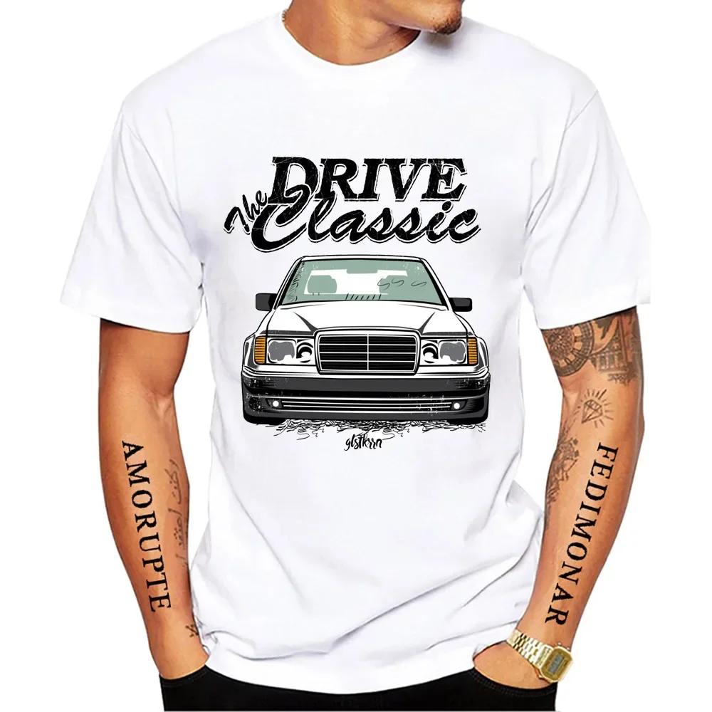

New Summer Fashion Men Short Sleeve W124 & Quot; Dirty Style T-Shirt Boy Sport Casual White Tops Vintage Car Hip HopTees 4XL