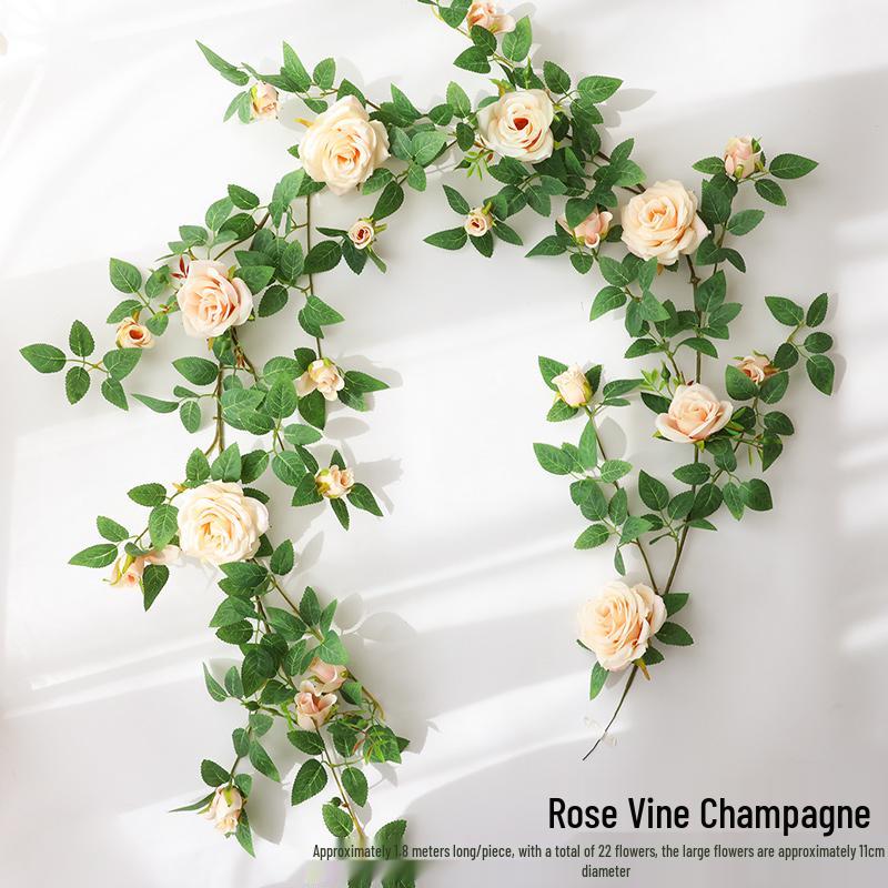 Rose Vine Faux Flower Garland for Air Conditioner, Ceiling, and Wall Decoration