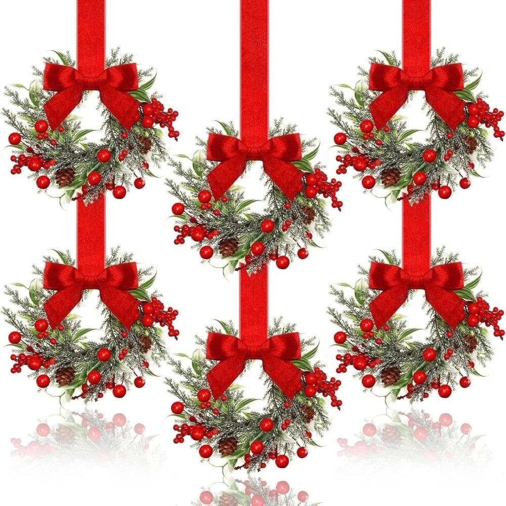 Realistic Berries Cabinet Ribbon Garland Vibrant Red Holiday Bow Ornament Living Room