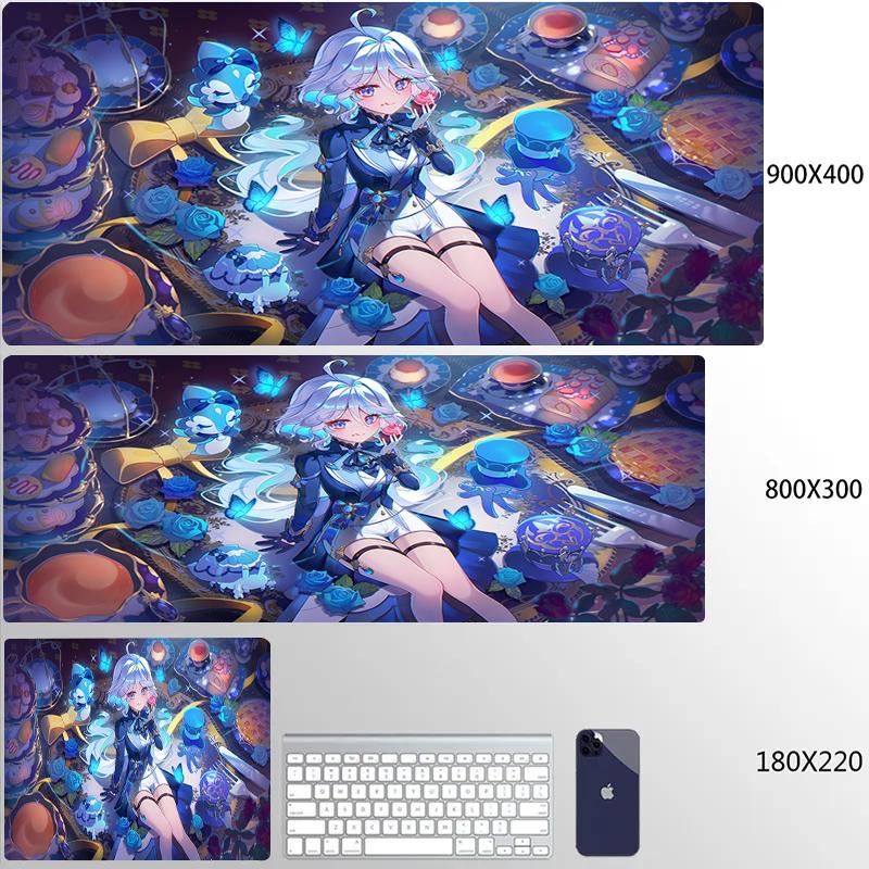 Furina Focalors Mouse Pad Genshin Impact Large Xxl Mousepad Computer Keyboard Padding Anime Gaming Genshin Accessories Desk Mats