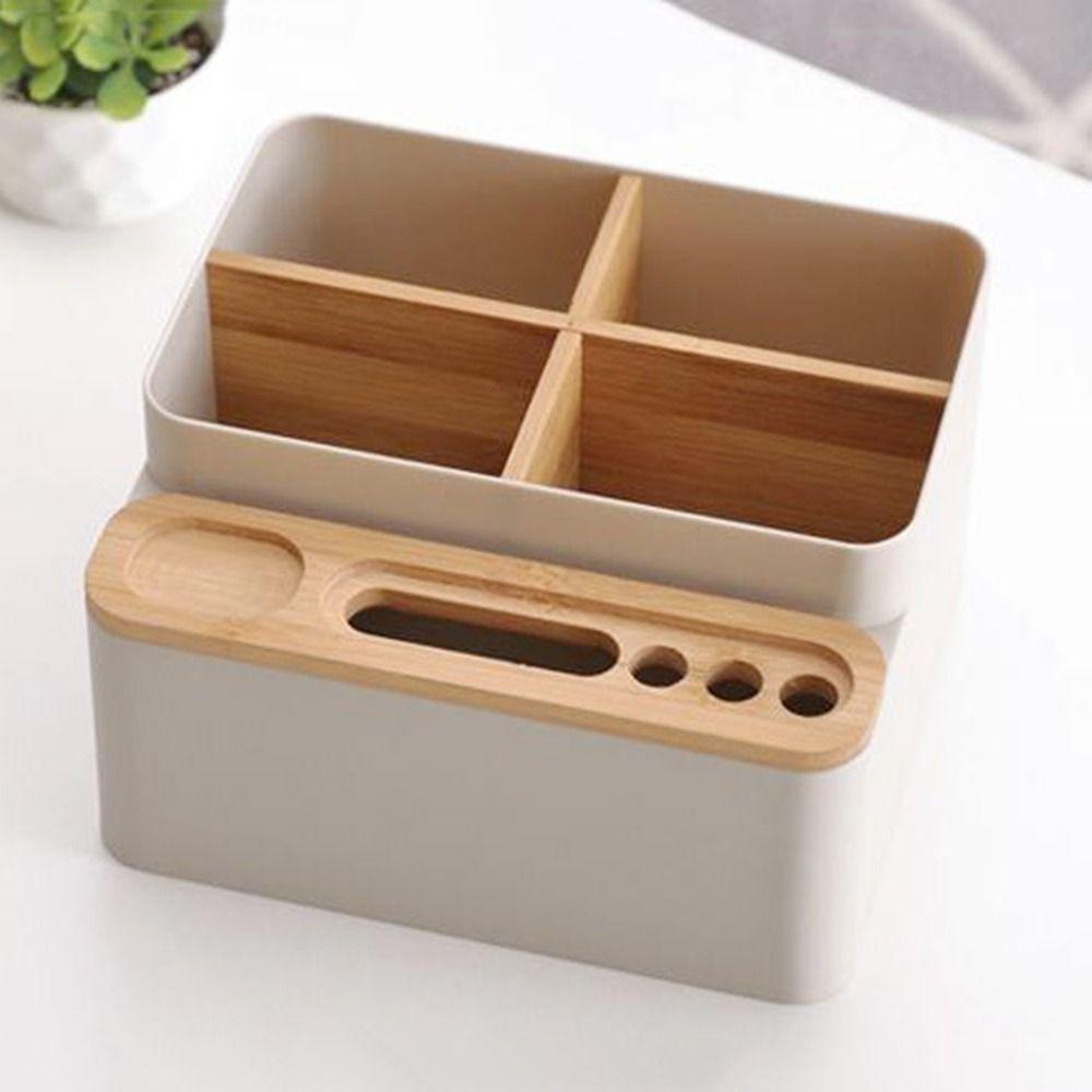 Large Capacity Remote Control Phone Holder Smooth Edge Desktop Storage Box  for Home