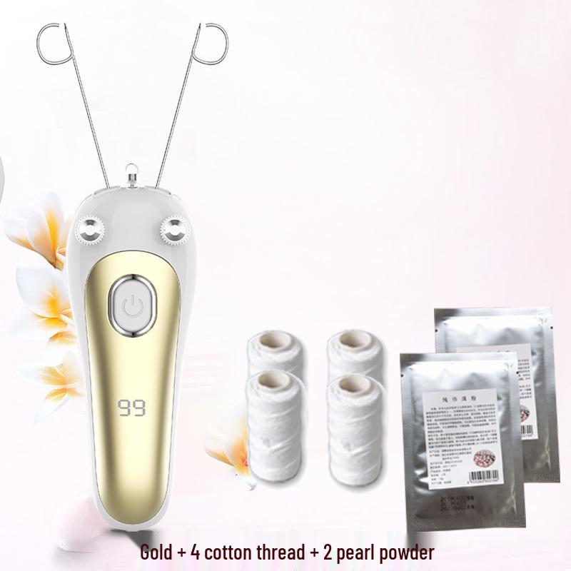Rechargeable Facial Hair Removal Threading Device with Tweezers