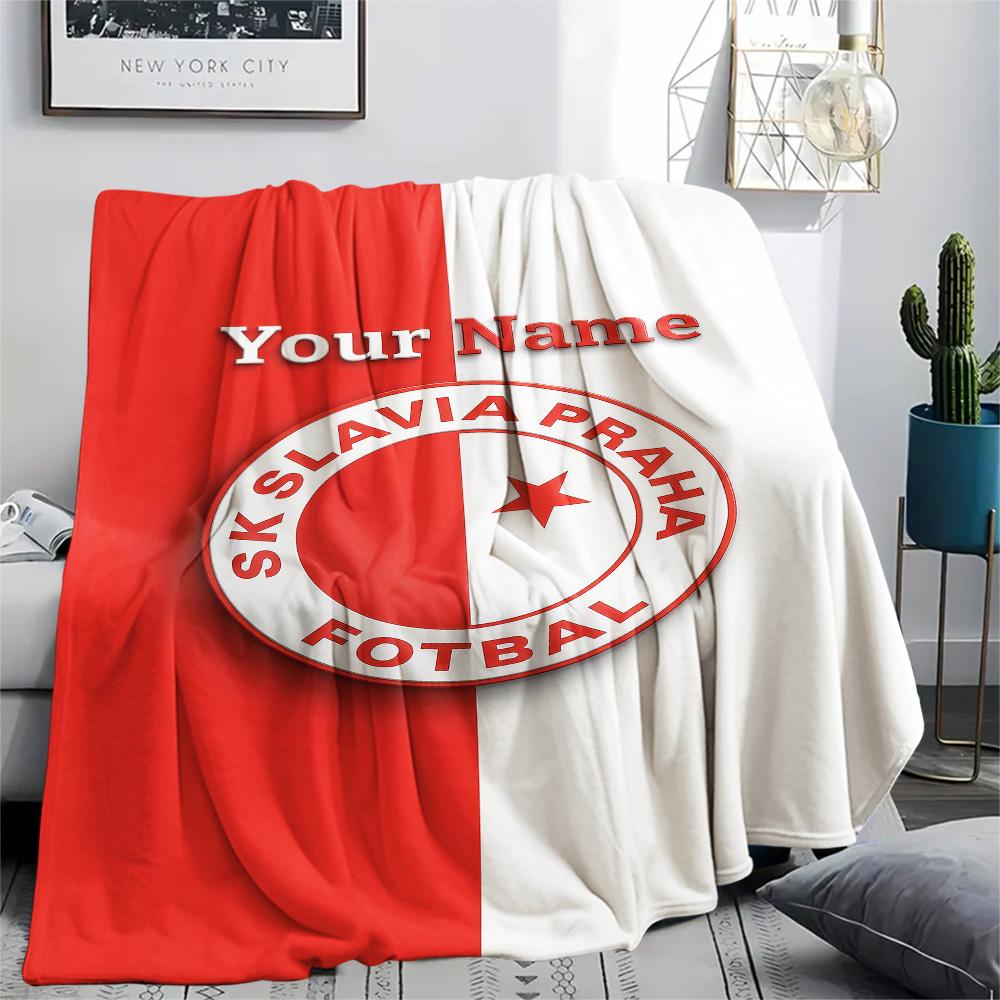 1pz Coperta Flanella Personalizzata Nome SK Praga Slavia Fantasia Adatta a Tutte le Stagioni per Arredamento Casa Calore e Comfort Regali Regalo Festivo -HE208