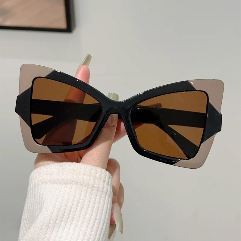 Butterfly Shaped  Sunglasses Women Stylish Oversize Gradient Decor Sun Glasses Trendy Brand Design Vacation Casual Shades