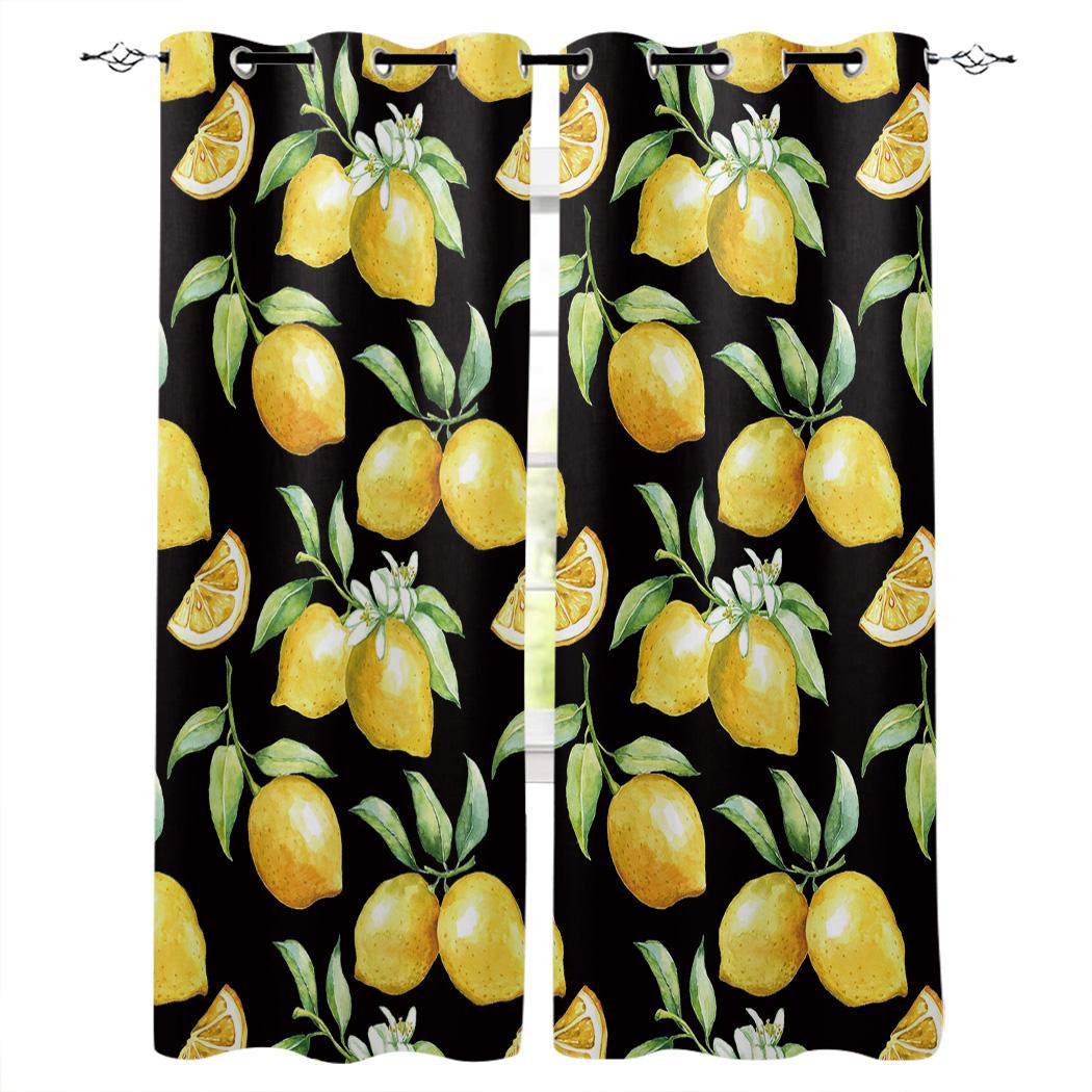 

Акварельные лимонные фруктовые шторы панельные кухонные элементы декора оконные шторы для гостиной шторы для детской спальни 135W x 60H(cm)