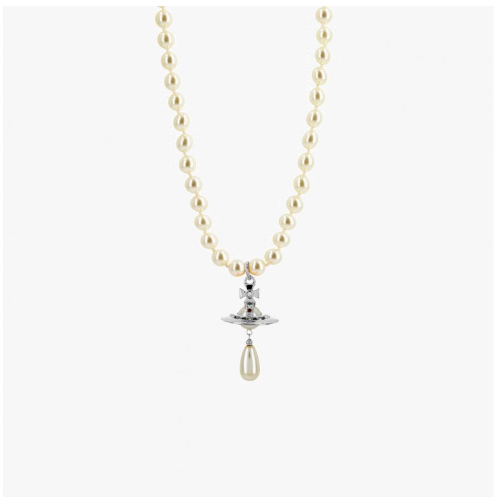 Vivienne Westwood Women Low Pearl Drop Choker Necklace 63030008