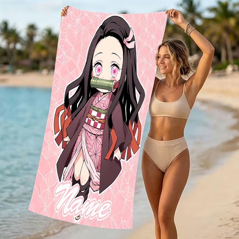 Customizable personalized beach towels Demon Slayer character theme themed designs.Suitable for the beach, yoga, sports;ideal as beach accessories