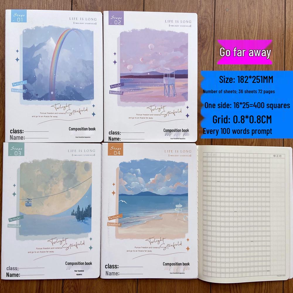 16K Large 400-Grid Prompt Composition Book: 100-Word Prompts, 300-Word Grids, B5 Diary for Students