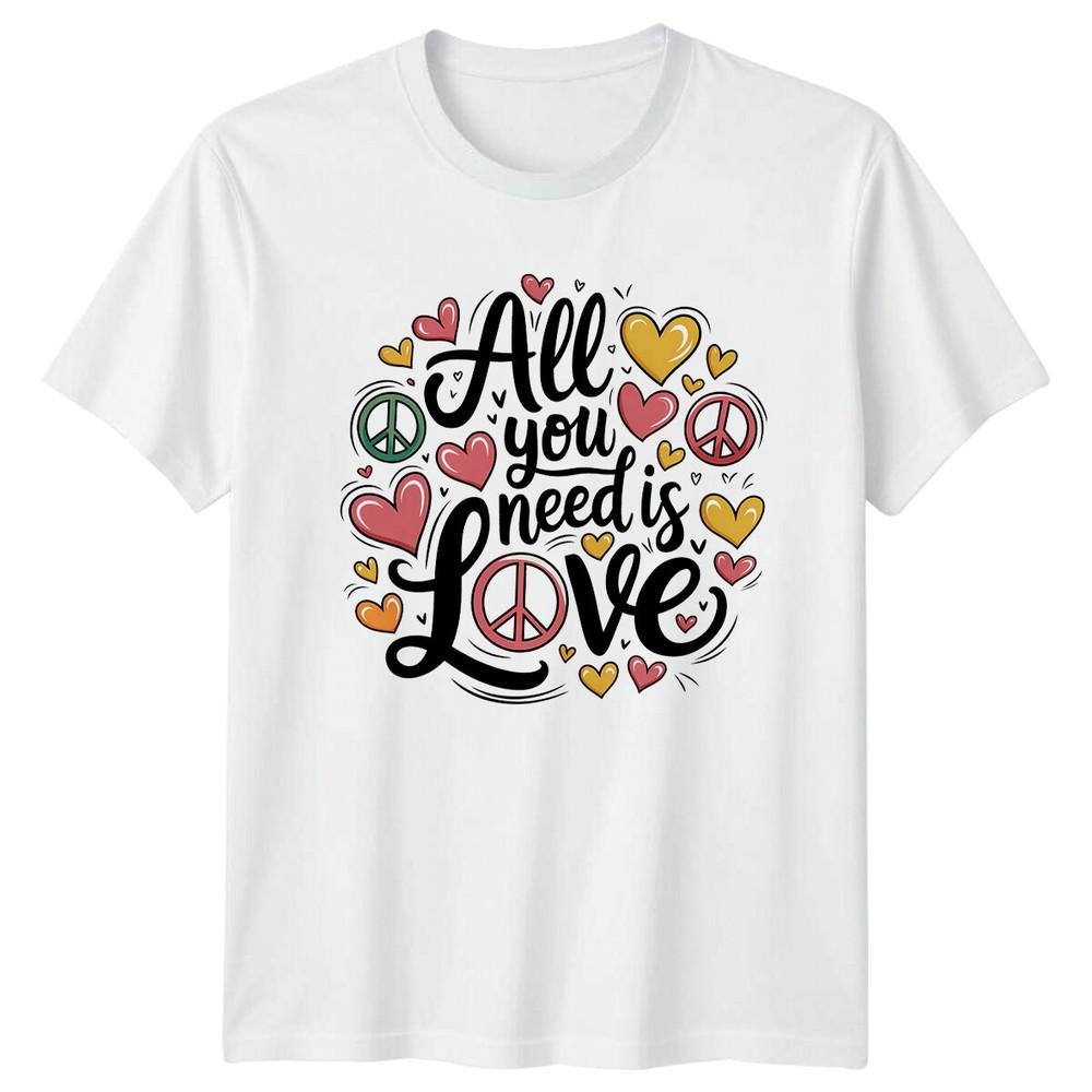 All You Need Is Love Hippie Peace Sign Heart Nature TShirt S