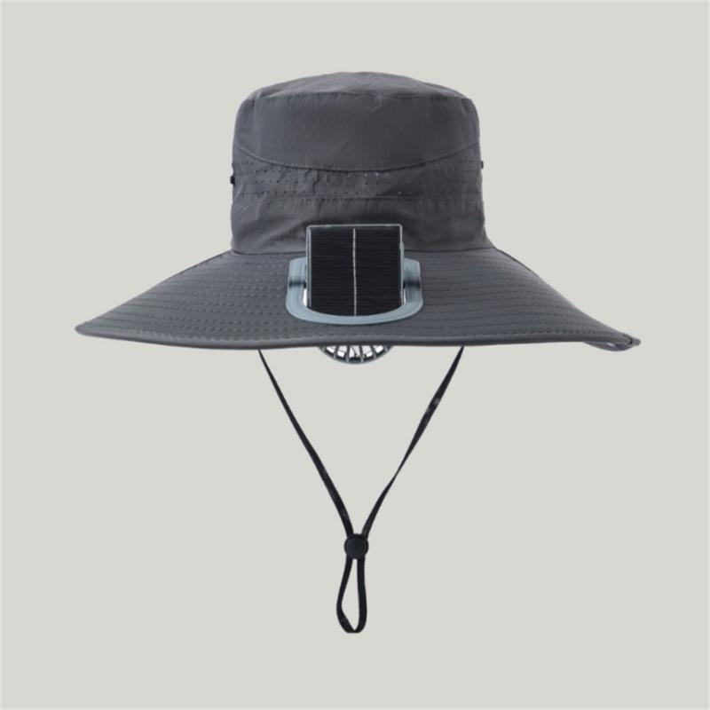 Rechargeable Outdoor Fisherman Hat Built In Fan Solar Charging Lightweight Breathable Sun Protection For Men Women