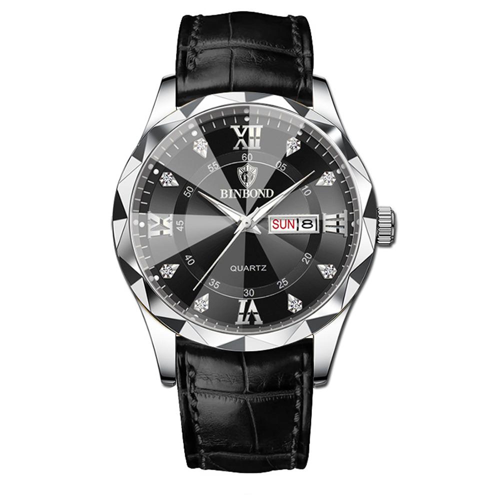 New Gold Business Leather Casual Diamond Clock Men Luxury Watch Automatic Watches Mens Fashion Quartz Wristwatches Orologi Uomo