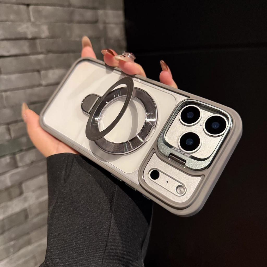 Magnetic Lens Dual Bracket for iPhone17PROMAX Creative Mobile Phone Case for Apple 16 with Lens Film