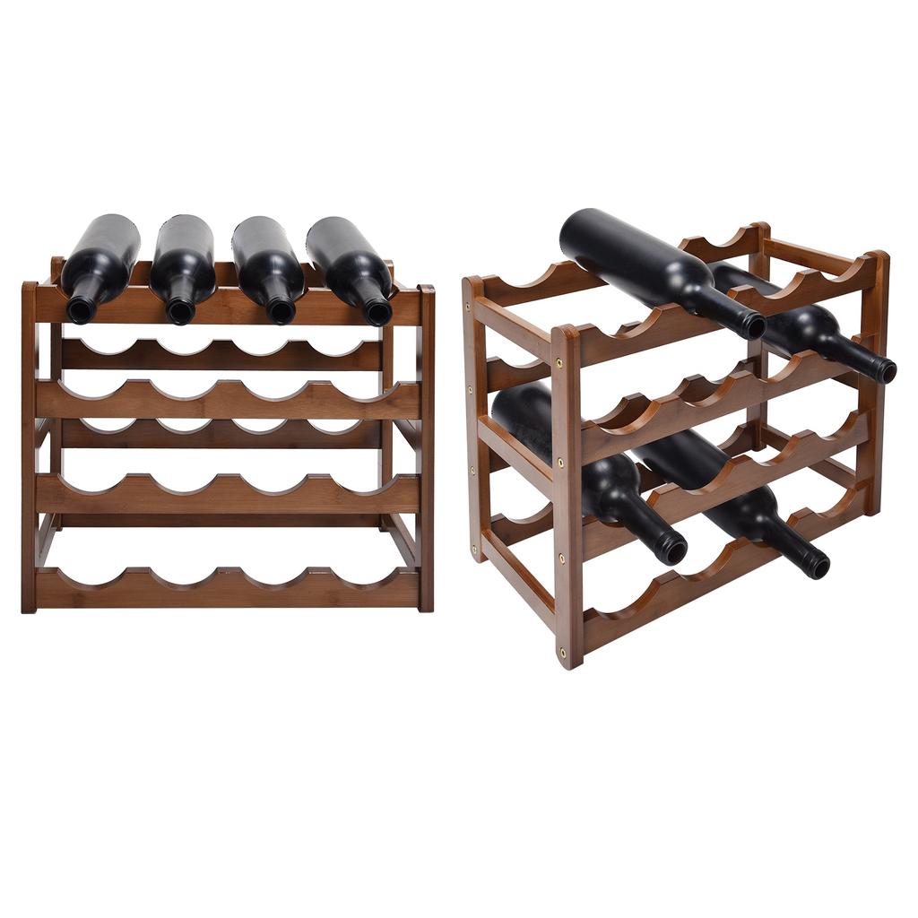 4 Tier Wine Rack Bamboo Storage Rack Wine Bottle Holder Wine Shelf for Home Kitchen