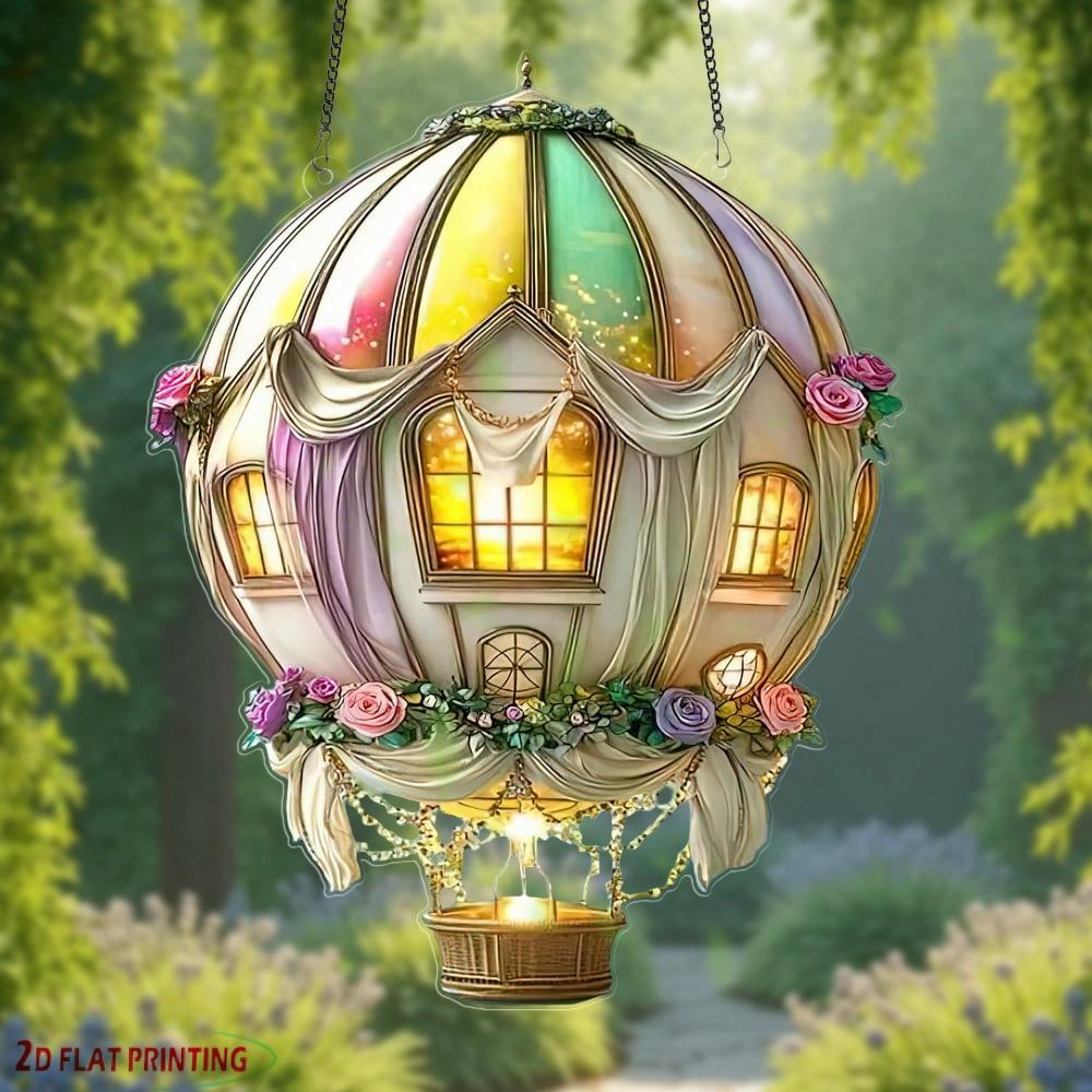 Wedding Hot Air Balloon, 2D Flat Acrylic, Decoration, Pendant, Suitable for Windows, Living Room, Party, Gifts, Christmas, Halloween