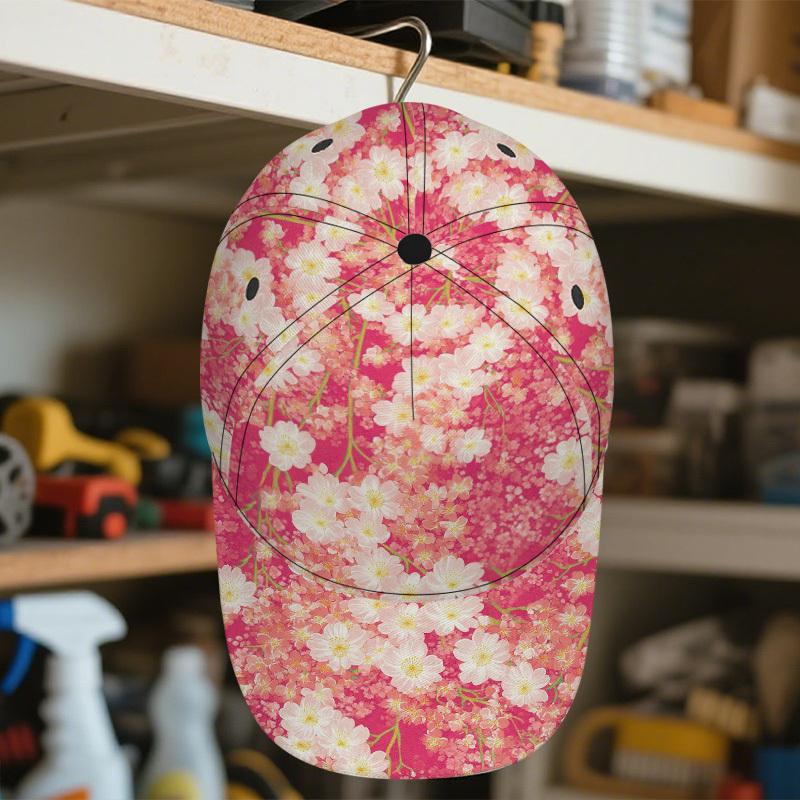 1Pc Cherry Blossom Print Baseball Cap - Adjustable Duckbill Hat With & Floral Design, Funky Casual Hat For Spring Summer Outfits