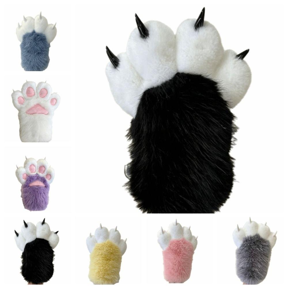 Kawaii Thicken Beast Claw Glove Warm Furry Cosplay Costume Gloves Cosplay Props Plush Cat Paw Gloves Party