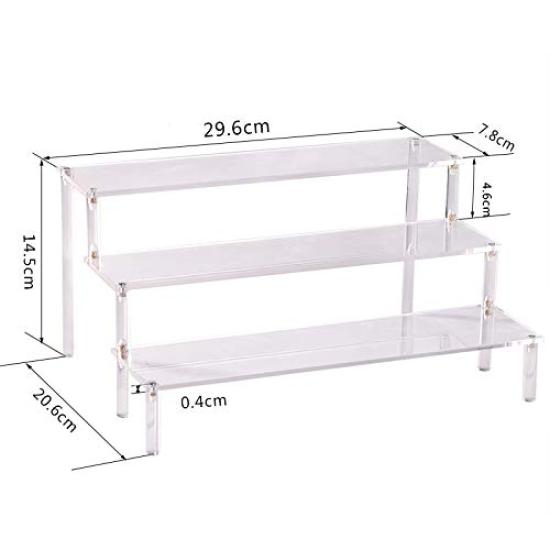 Acrylic Stage Collection Case, Acrylic Tamashii Stage Figure Shelf Display, Accessories, Figure Collection, Assembled Stand (Clear, 3 Tiers)