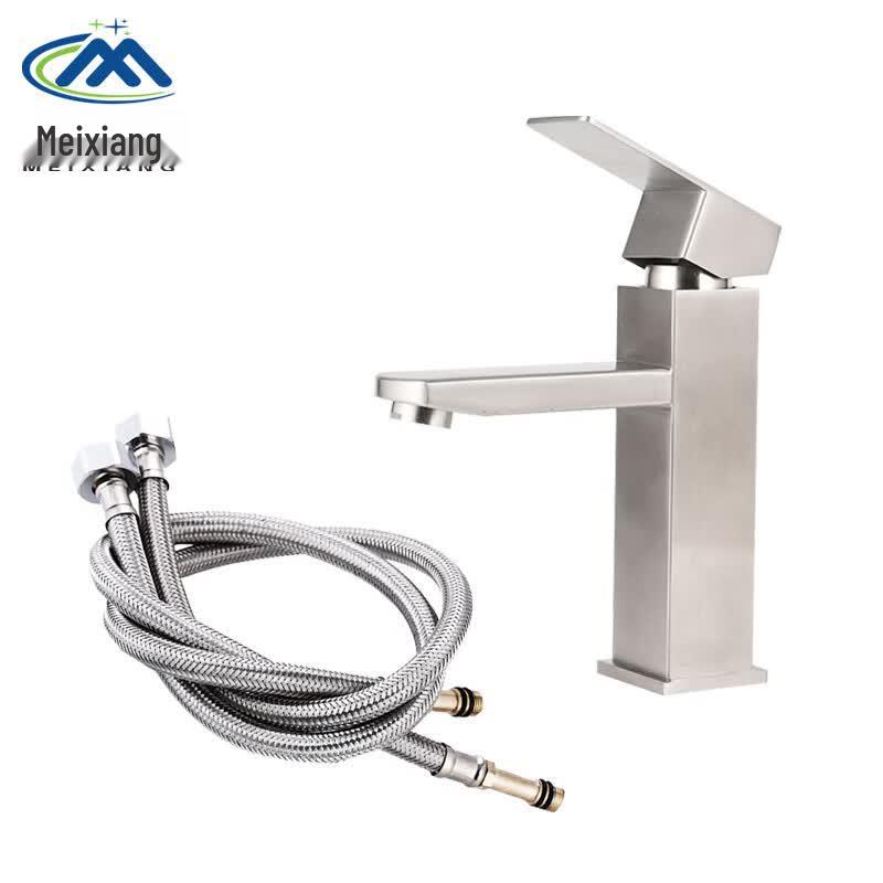 Meixiang 304 Stainless Steel Square Basin Mixer Faucet