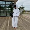 Y2K American Vintage Basic Zip-Up Hoodie Pants Set Unisex Casual Solid Color Streetwear