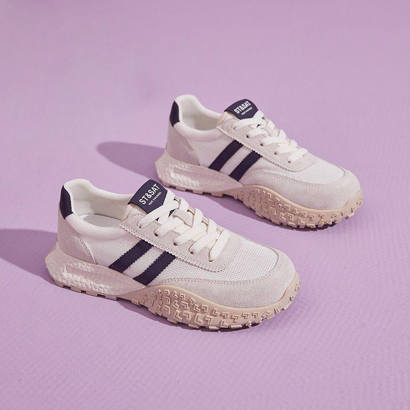 Women s 2025 Spring German Training Shoes - Thick Sole, Versatile Cloth Surface, Patchwork Style, Casual Fashion Sneakers 38 чёрный