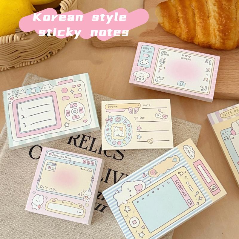 New 100Sheets/Book Cute Cartoon Non Adhesive Memo Book INS Style Tearable Non Sticky Message Notebook Handwritten Notes Notepad