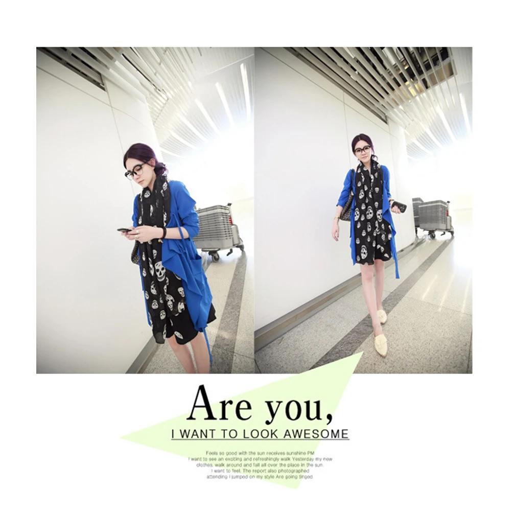 Skull Scarf Long For Women Chiffon Shawl Wraps Hair Head Scarves Neck With Skulls