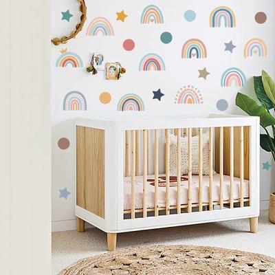 4 Bögen niedliche Wandaufkleber zum Selbermachen, Regenbogen-Punkte-Sterne-Thema, Jungen- und Kinderzimmer-Wandaufkleber, abnehmbares Vinyl