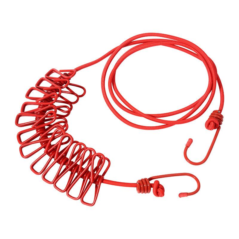 Portable Retractable Clothesline with Multiple Clips Elastic Outdoor Indoor Drying Rope for Travel Camping Laundry Hanging