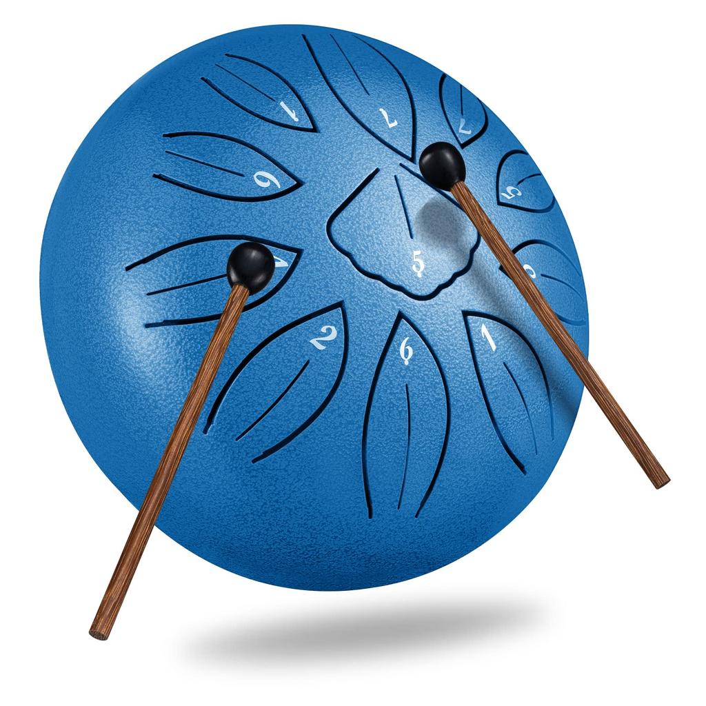 Slit Drum Steel Tongue Drum 11 Notes 6 Inch Percussion Metal Drum for Relief Includes Sheet Music and Storage Bag