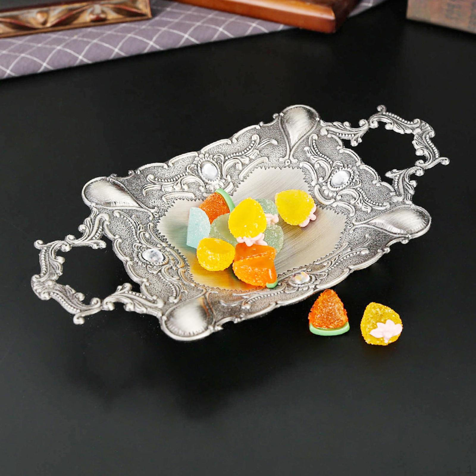 

Декоративный металлический поднос Тарелка Блюдо для хранения Винтажный для еды Ювелирные изделия для гостиной Кофейный столик