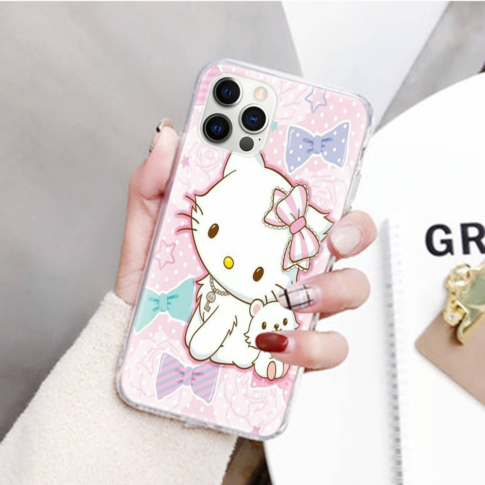 JZ25Cat Sanrio Transparent Case for Samsung A04 A14 A23 M33 M53 Realme 10 9 C35 C55 VIVO Y02 X80 Infinix Hot 30 Note 11 Tecno Spark 8P Pro