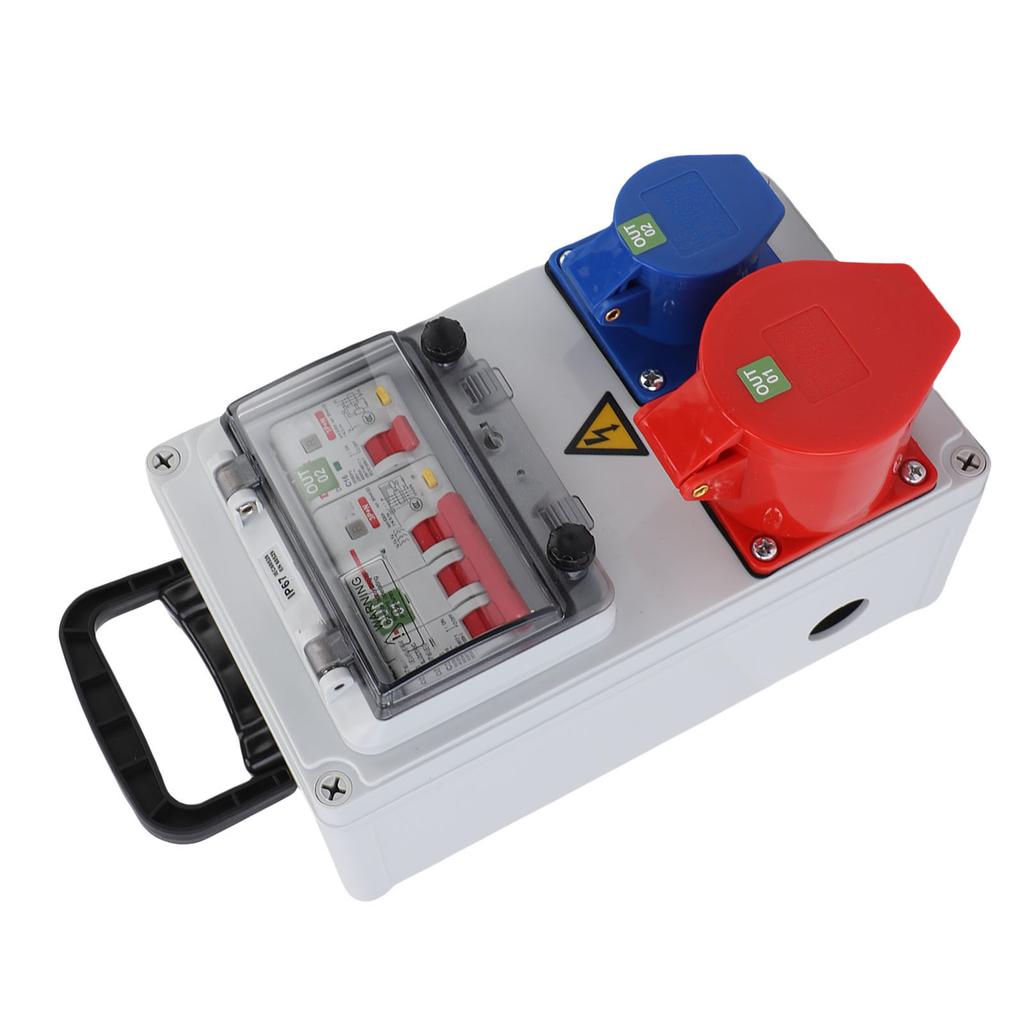 Handheld Industrial Socket Distribution Box 250x150x100mm Water Proof Portable Electrical Breaker Outlet Box for