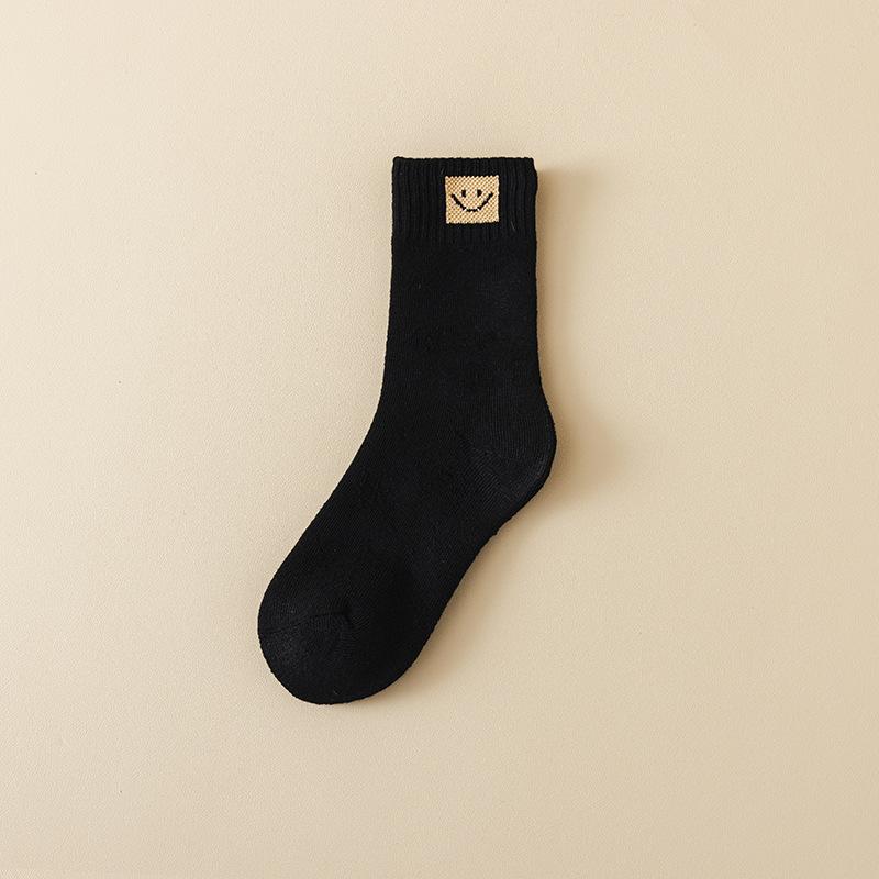 

Autumn and Winter Home Women s Socks, Smiling Solid Color Women s Sleep High Socks, Comfortable Fleece Warm Loop Socks 1 pair