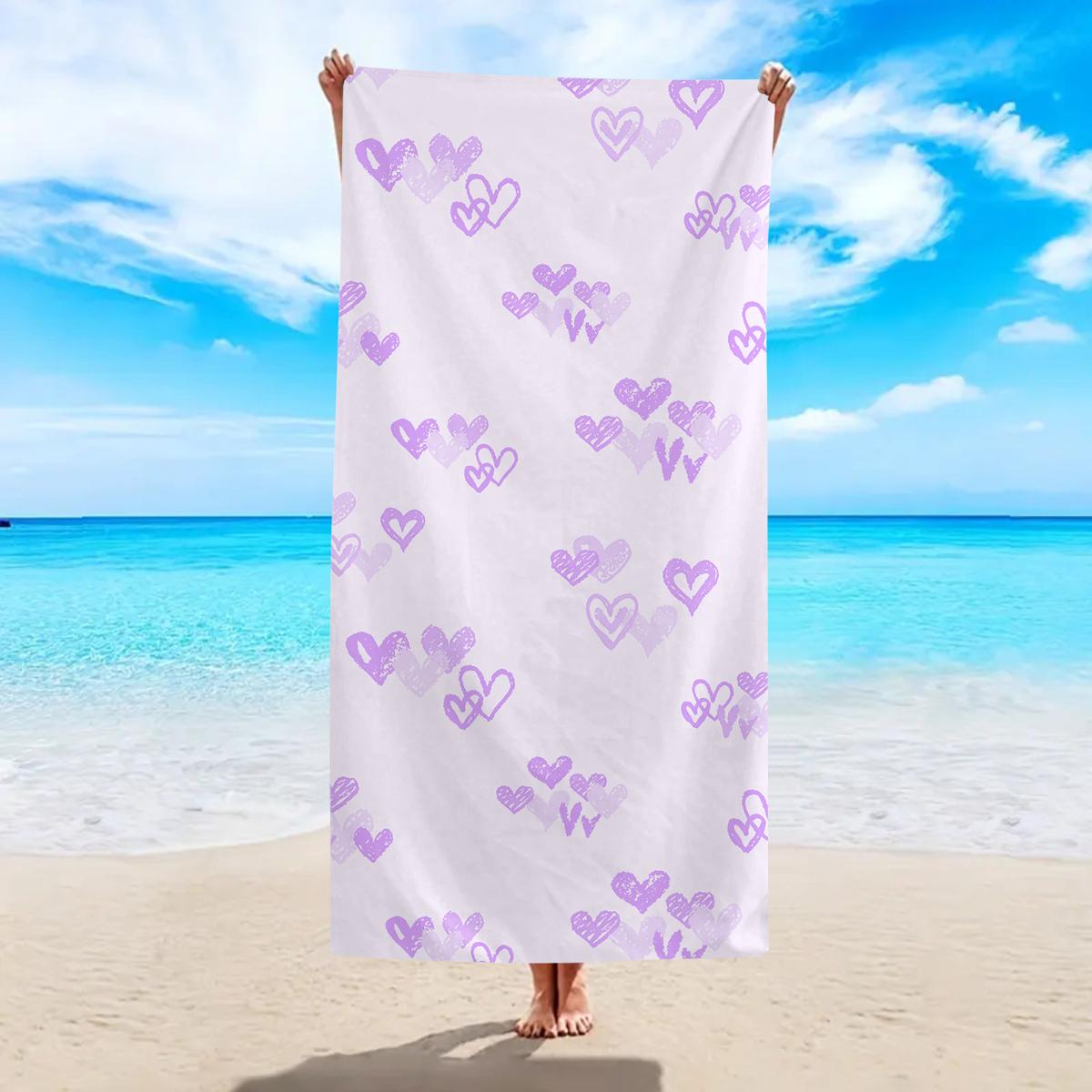 

1pc Y2K Sweet Colorful Love Pattern Beach Towel, Essential for Swimming and Vacation at the Beach, Quick Drying Absorbent Towel W40*H60(CM)