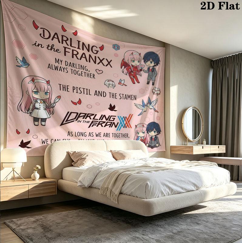 Franxx Wall Tapestry Aesthetic Wall Hanging Printed Fabric Blanket Decorative Tapestries For Bedroom Living Room Home Decor