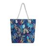 Summer Flower Printed Canvas Beach Handbag for Ladies Single Shoulder Casual Tote Bag Large Capacity
