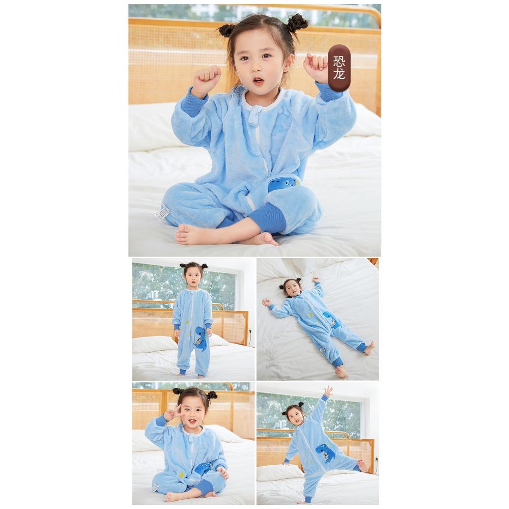 Pigiama a gamba divisa per bambini Autunno Inverno Tutina in flanella per neonati Sacco a pelo per neonati e bambini Tuta