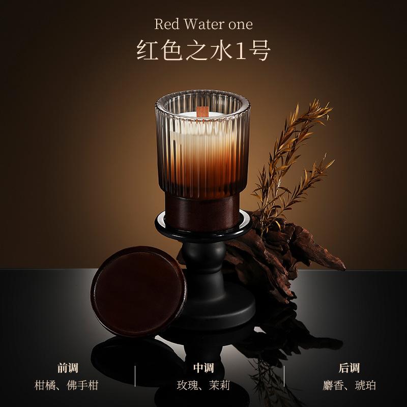 Scented Candle Wooden Base Indoor Bedroom Fragrance Ornament