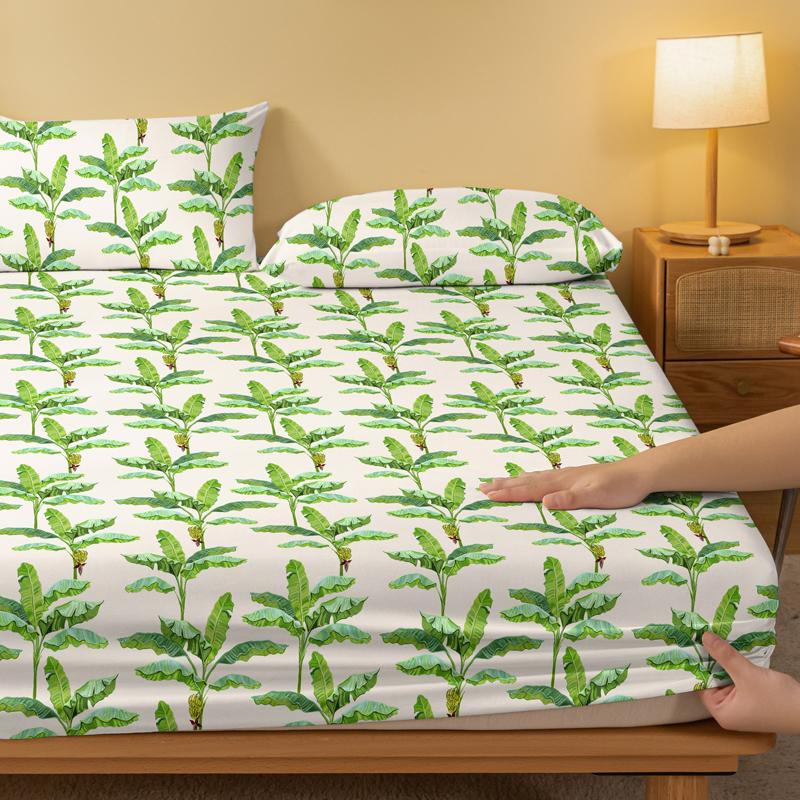 1 Piece Of Banana Leaf Patterned Frosted Bedsheet, Bedroom Printed Bedspread, Bedding (Excluding Pillowcases)