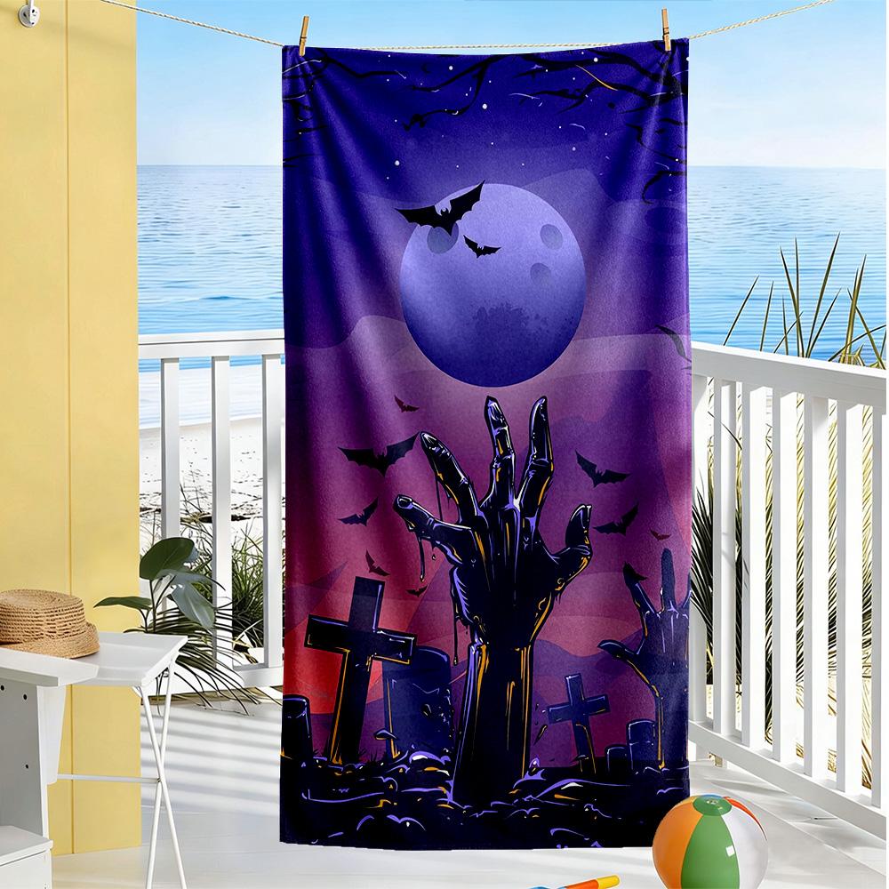 Halloween Beach Towel Soft Durable Quick-Dry Comfortable Lightweight Perfect for Traveling Yoga Camping and Swimming
