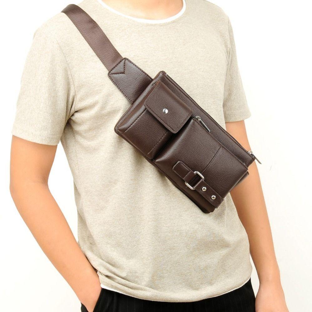 Waterproof Multi Pocket Fanny Pack Large-capacity PU Leather Waist Bag  Travel